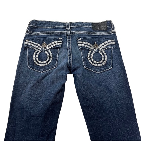 Big Star Liv Slim Boot Women Dark Wash Jeans Sz 30Lx34 Flap Pockets Thick Stitch - Picture 10 of 15